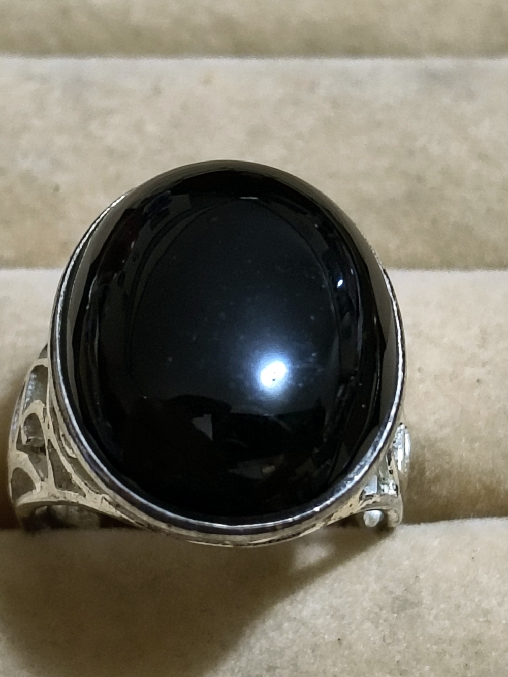 Sterling Silver Black Onyx Statement Ring Size 6 Signed